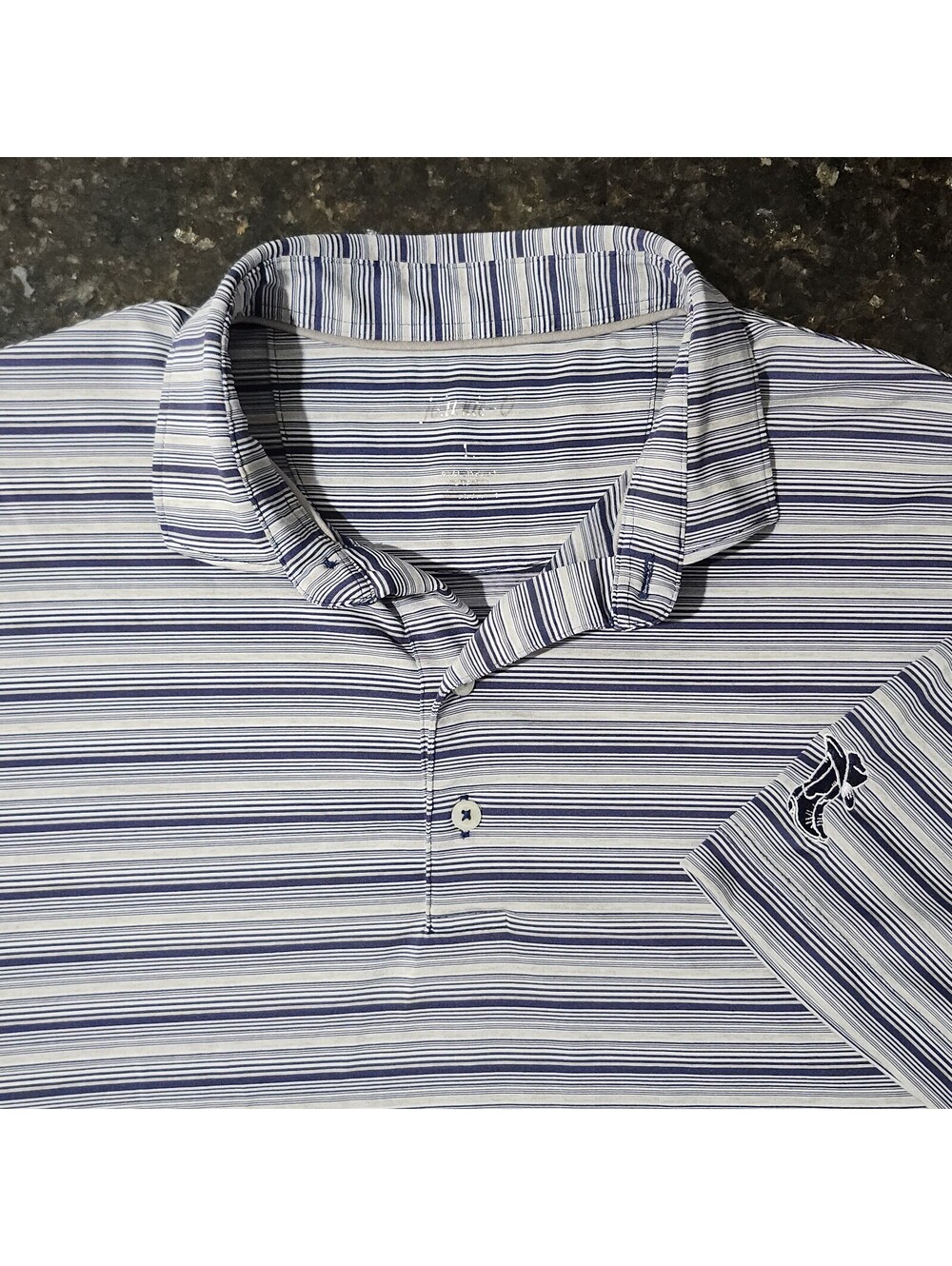 Johnnie-O Striped Polo Shirt Stretch Performance Golf Preppy Casual Mens Large